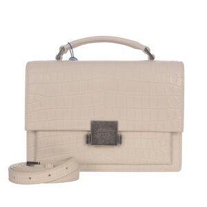 ♥️Saint Laurent Paris Small Babeline Cream Croc-Embossed Top Handle Shoulder Bag